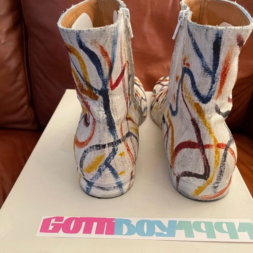 Maison Margiela Scribble Ankle Chelsea Boot S16' Tekashi 69 Rainbow Skittles - Picture 4 of 12